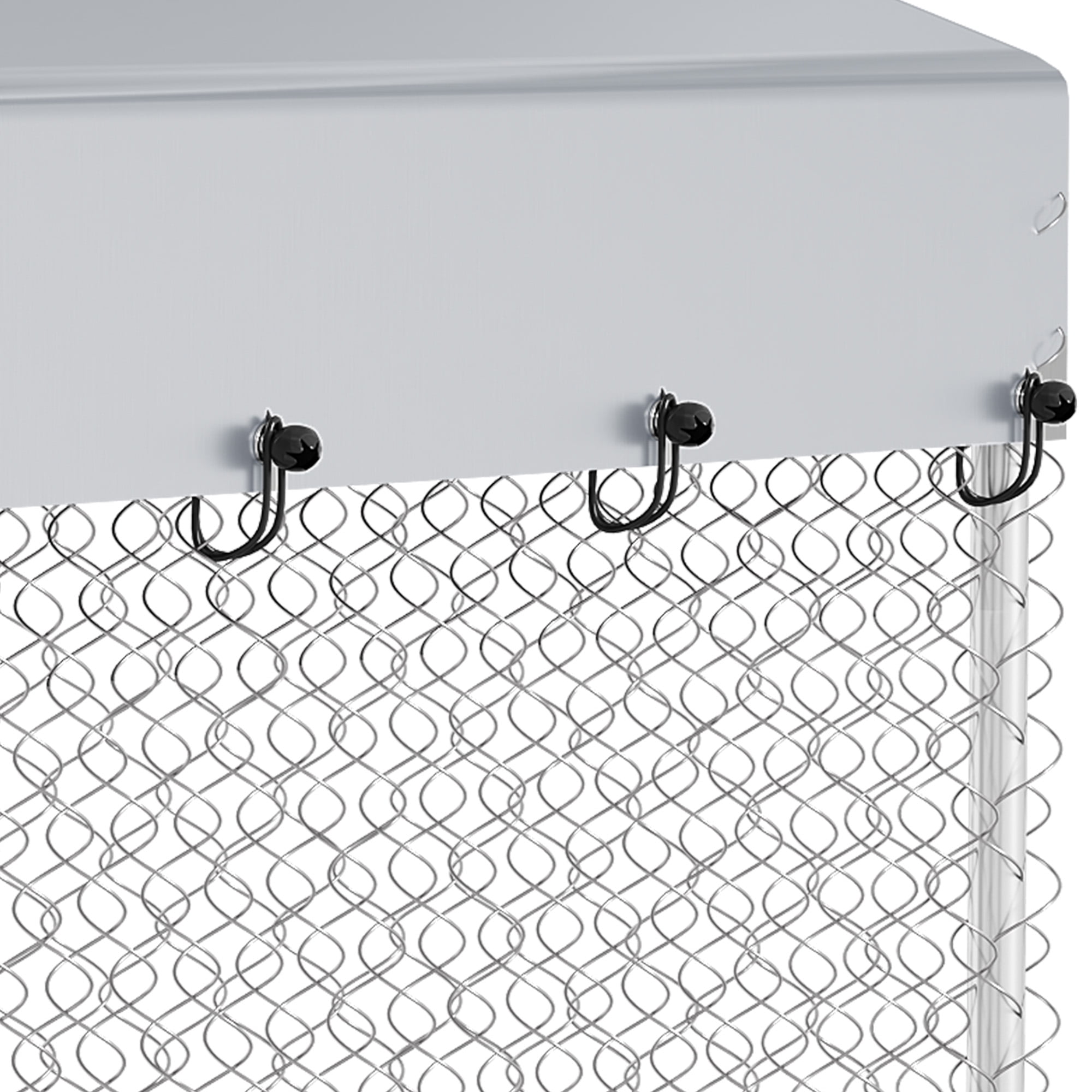 ModFusion 7.5' x 7.5' Large Outdoor Metal Dog Kennel with Weatherproof Canopy, Secure Lock & Adjustable Pet Feeding Bowls – Perfect for Pets