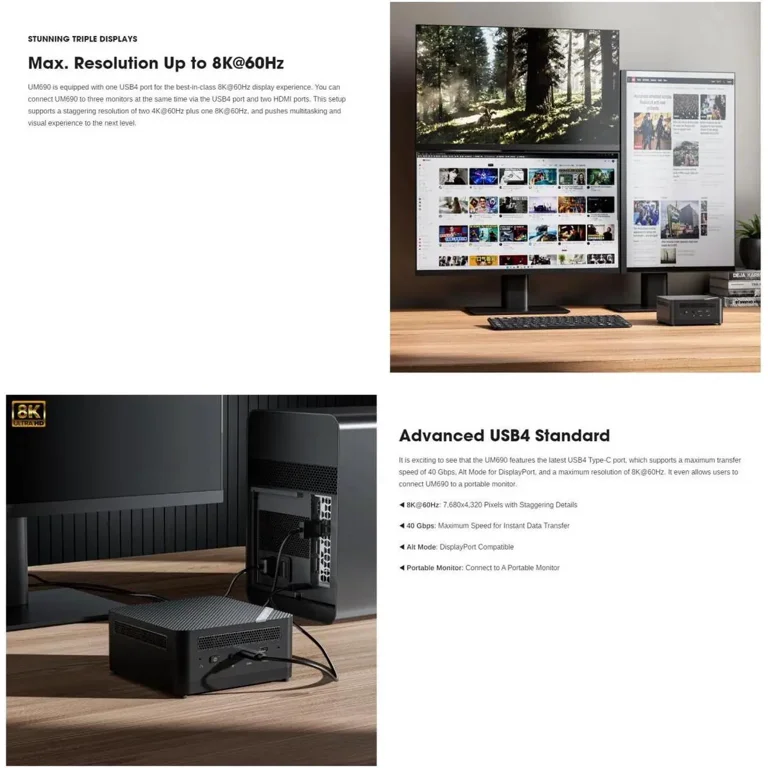 MINISFORUM UM690S Mini PC with AMD Ryzen 9 6900HX, 32GB RAM, 1TB