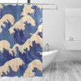 thumbnail image 2 of Yayeee Shower Curtain with Hooks 72"x72" Waterproof Fabric Bathroom Hanging Decor, Blue Wave Pattern, 2 of 5