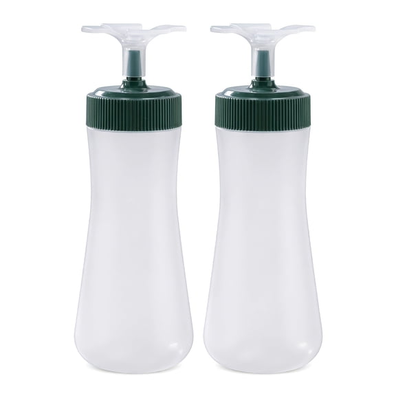 2 Pack Clear Squeeze Condiment Bottles, Leak Proof Liquid Dispenser with Cap for Kitchen Seasoning Storage