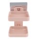 thumbnail image 2 of Soporte de jabón de doble capa para colgar en la pared del baño, estante de almacenamiento sin perforaciones (rosa), 2 of 8