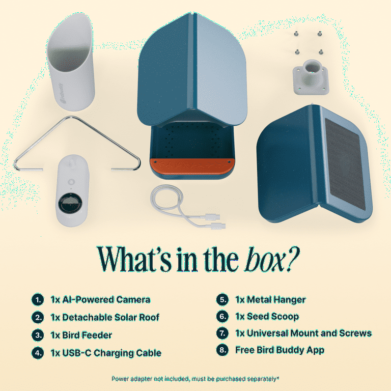 Birdbuddy ソーラールーフ付スマートバードフィーダー Bird Buddy Pro Solar Smart Bird Feeder, Camera, AI Bird ID