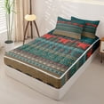 thumbnail image 2 of jejeloiu Warm Border Zipper Full Size Comforter Sets with Fitted Sheet and 2 Pillowcases For Men Women,Rustic Print Zipper Bedding Set,Teal Red,Light Gray Reversible,4-Piece, 2 of 7