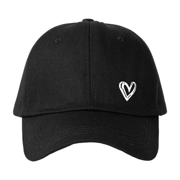 Classic Womens Washed Baseball Cap Heart Print Sun Hat Outdoor Sun Protection Duck Tongue Cap Black