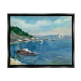 thumbnail image 2 of Stupell Industries Boats Floating Rocky Beach Cliffs Watercolor Detail Painting Metallic Gold Floating Framed Canvas Print Wall Art, Design by Stephen Calcasola, 2 of 5