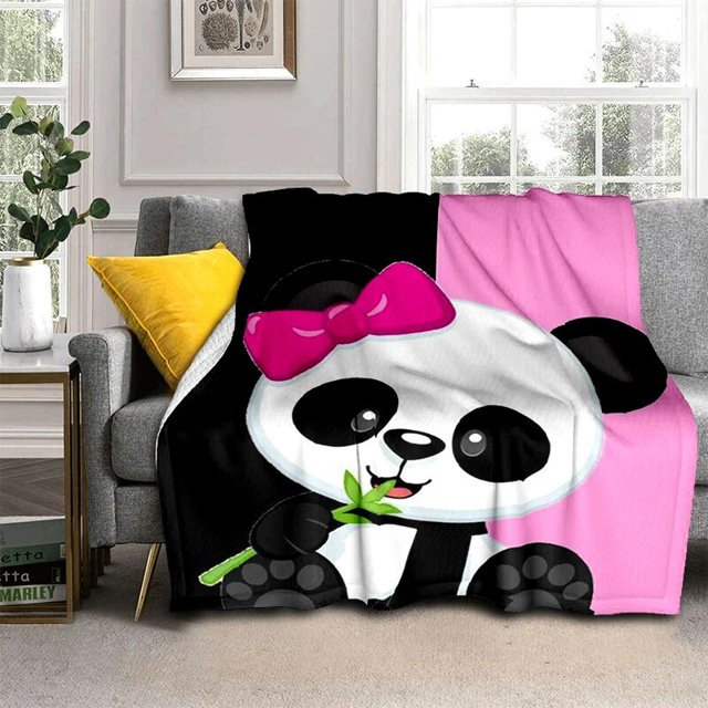 Manta de franela con dibujos de Panda Kawaii para niños, ropa de cama de viaje, sofá, regalo, supersuave