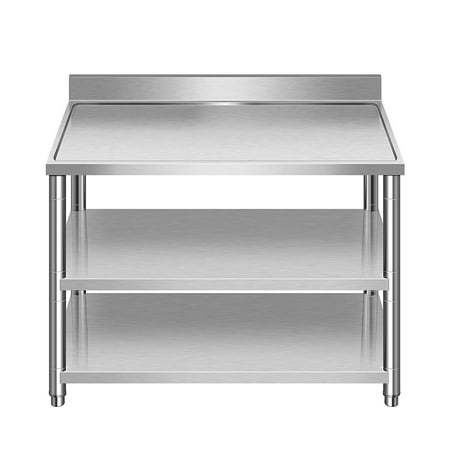 

Heavy Duty Free Standing Stainless-Steel Commercial Restaurant Kitchen Work Table Prep & Utility Workbench with Double Storage Shelves Rack Indoor Outdoor (47.2in)