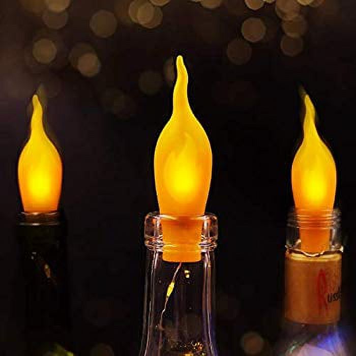 Nitidsky Candle Bottle Lights,8 Pack Wine Bottle Lights 20 LED Battery Operated Flame Fairy Bottle Lights Candle String Lights for Bottles,Party,Wedding,Halloween,Christmas,DIY(Warmwhite) - image 3 of 4