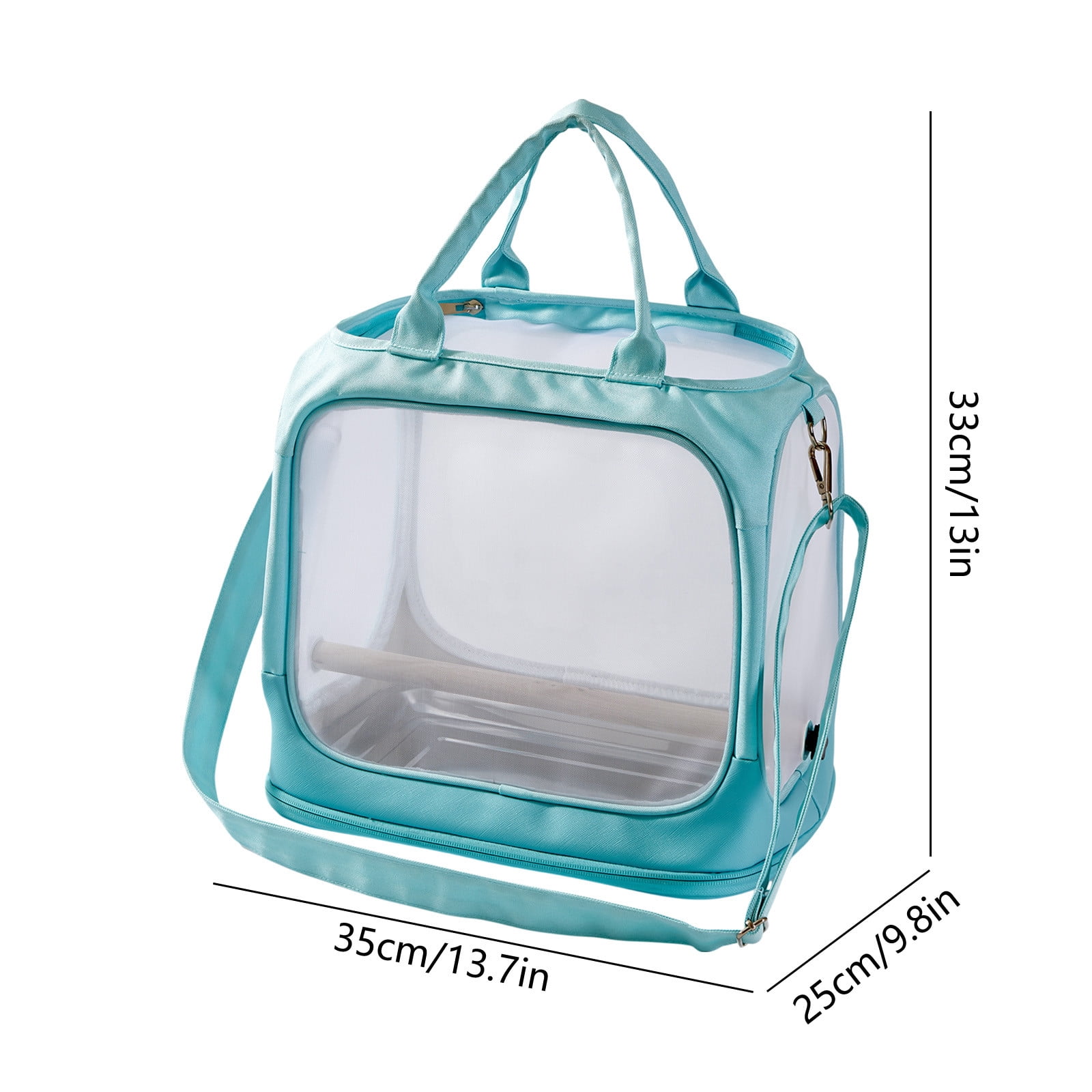 RBCKVXZ Birds Travel Cage, Portable Small Birds Parrots Parakeet Carrier with Standing Perchs ( Metal Tray), Side Accesss Window Foldable, Mesh Windows, Mint Green