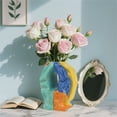 thumbnail image 7 of Modern Abstract Art Vase Handcrafted Decorative Ornament With Rhythmic Color Block Design For Living Room Entrance Office Hotel Shopping Mall, Perfect For Fresh Flowers And, 7 of 7