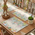 thumbnail image 3 of Easter Eggs Placemats Set of 8, Spring Yellow Pink Floral Leaves Beige Background Heat Insulated Linen Place Mats, Washable Stain-Proof Table Mats for Dining Tables Holiday Decor 13x19 Inches, 3 of 9