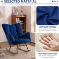 thumbnail image 5 of Nursery Rocking Chair  Velvet Upholstered Glider Rocker Rocking  Chair with High Backrest  Mid Century Modern Armchair Comfy Side Chair  Room Bedroom Offices, 5 of 8
