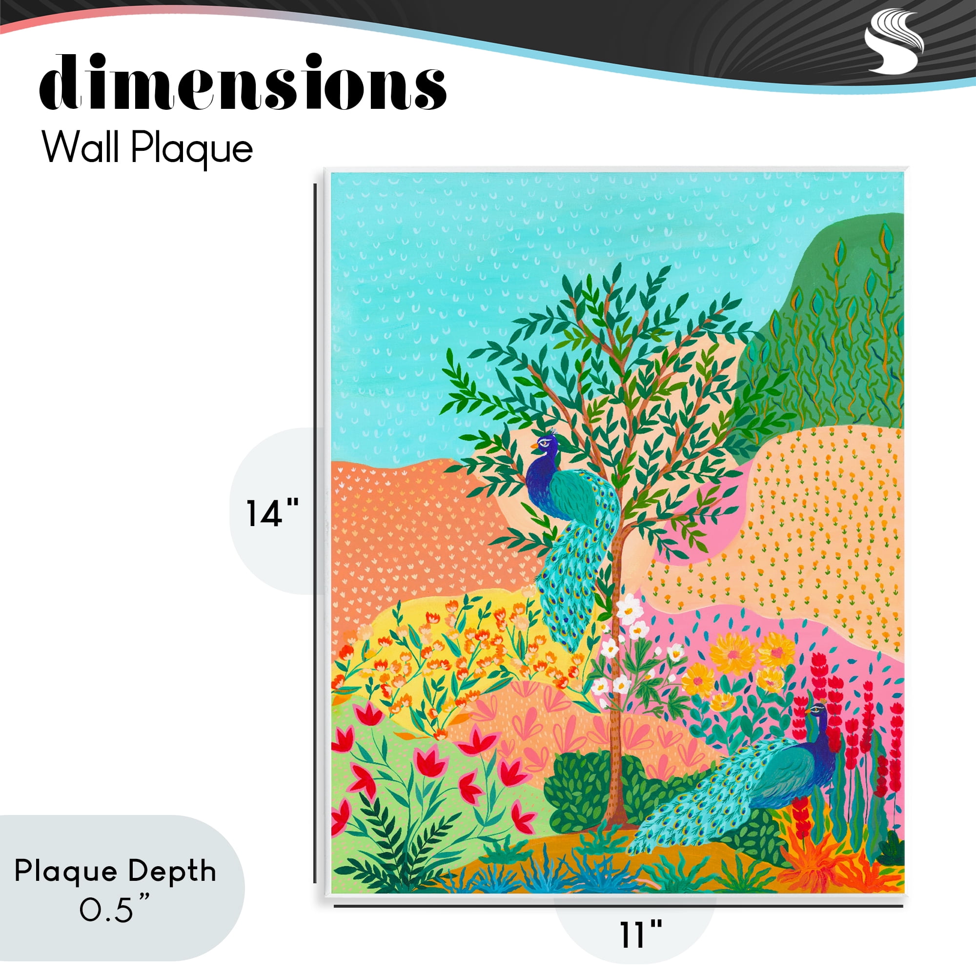Stupell Industries Peacocks in Dotted Meadow Wall Plaque Art, design by Nabeela Rumi