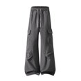 thumbnail image 7 of Iyufng Men's Drawstring Elastic Waist Casual Wide Leg Outdoor Cargo Pants with Button Flap Pocket, 7 of 7