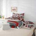 thumbnail image 6 of Homewish Geometric Lines 7 Pieces Bedding Comforter Set For Adults Female Men,Minimalist Abstract Stripes Full Bedding Set Lightweight,Grey Red White Fitted Sheet Flat Sheet,Super Cozy Room Decor, 6 of 8