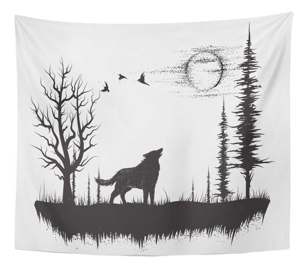 Wolf Howling at Blue Moon | Wolf howling, Wolf silhouette, Wolf sketch