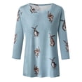 thumbnail image 4 of Laipiong Happy Easter T Shirts for Women 2026 Novelty Rabbit Graphic Round Neck 3/4 Sleeve Tee Tops Holiday Family Match Gifts Classic Fit Tees, 4 of 4