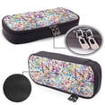 thumbnail image 4 of Lsque Colorful Watercolor Dots Printed Big Capacity PU Leather Pencil Case Large Pencil Pouch Stationery Pen Bag Pencil Holder for Teen, 4 of 6