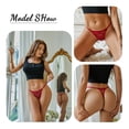 thumbnail image 4 of Bragas de encaje sexys para mujer, ropa interior de cintura baja, Tanga transparente ahuecado sólido, lencería suave y transpirable, 2 unids/set, 4 of 5
