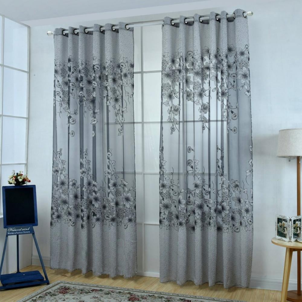 Faux Linen Rod Pocket Geometric Trellis Semi Voile Bedroom and Living Room Curtains DWCN Moroccan Embroidered Sheer Curtains Set of 2 Window Curtain Panels Navy Blue 52 x 54 Inch Length