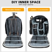 BYXAS Camera Bag Backpack, DSLR SLR Camera Case Compatible with Canon/Nikon/Sony/Fuji/Gopro/DJI , Waterproof Photography Backpacks with Rain Cover for Women Men, Black