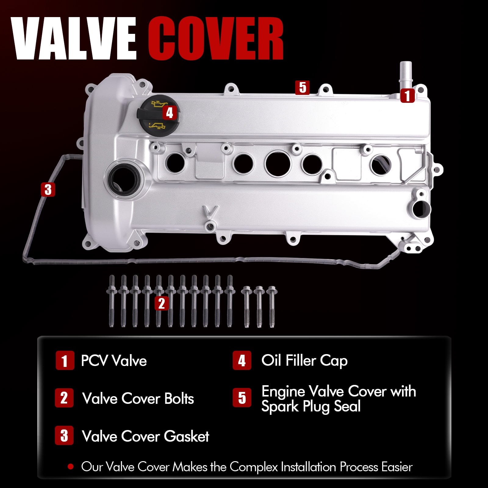 Engine Valve Cover Compatible with Ford Escape Hybrid Limited Lincoln MKZ Base Mercury Mariner Base Hybrid Premier 2.5L 3.0L 3.5L 2009-2012