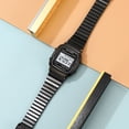 thumbnail image 4 of Retro Stainless Steel Digital Watch, unisex waterproof wristwatch with date alarm, durable metal band for daily casual wearing,,Black, 4 of 5