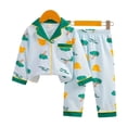 thumbnail image 1 of Conjunto de ropa de hogar para niños con cárdigan de solapa con contraste de otoño, pijama de algodón de licra para niños y niñas, ropa de habitación con aire acondicionado de verano, 1 of 4