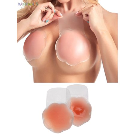 

BadPiggies Adhesive Silicone Invisible Bras Backless Reusable Breast Lift Nipple Covers Sticky (1 Pair Flower)