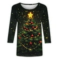 thumbnail image 5 of Aboser Christmas Lights Shirts for Women Trendy 3/4 Sleeve Vacation Tops Cute Xmas Tree Graphic Tees Plus Size Crewneck Loose Fit Party Blouse, 5 of 5