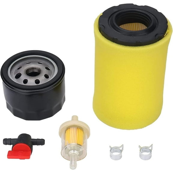 Air Filter with Tune up Kit, Compatible with Briggs and Stratton 591334 492932 696854, John Deere D100 D110 D125, Husqvarna YTH22V46, Lawn Mower Oil Filter