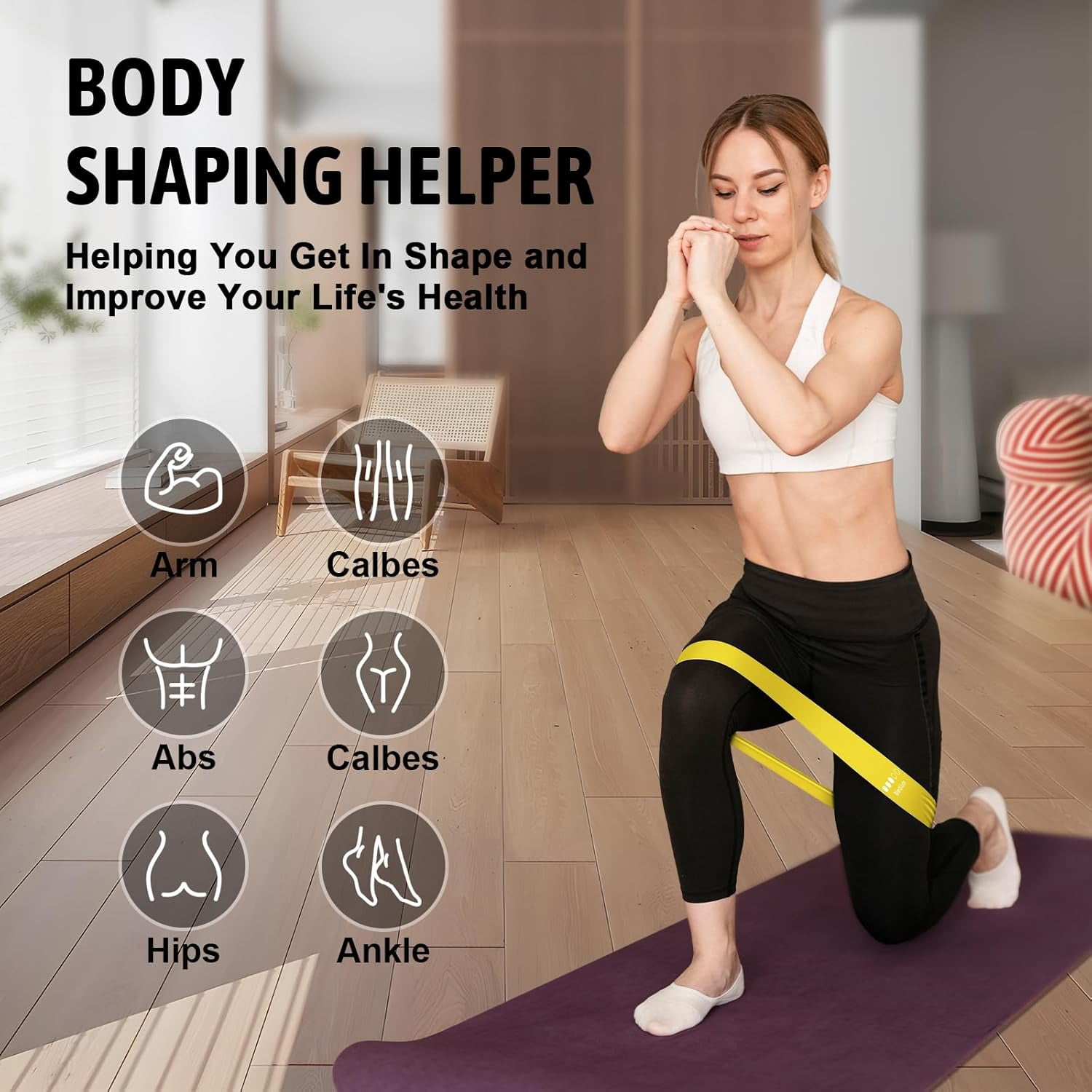Resistance Band Loop Set of 5 Heavy Duty Gym Yoga Workout - Sports & Fitness > Pilates Toning & Yoga