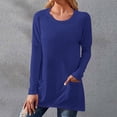 thumbnail image 2 of Baberdicy Women's T-Shirts Womens Long Sleeve Sweatshirts Color Block Crewneck Sweaters Tunic Tops Womens Tops Blue, 2 of 4