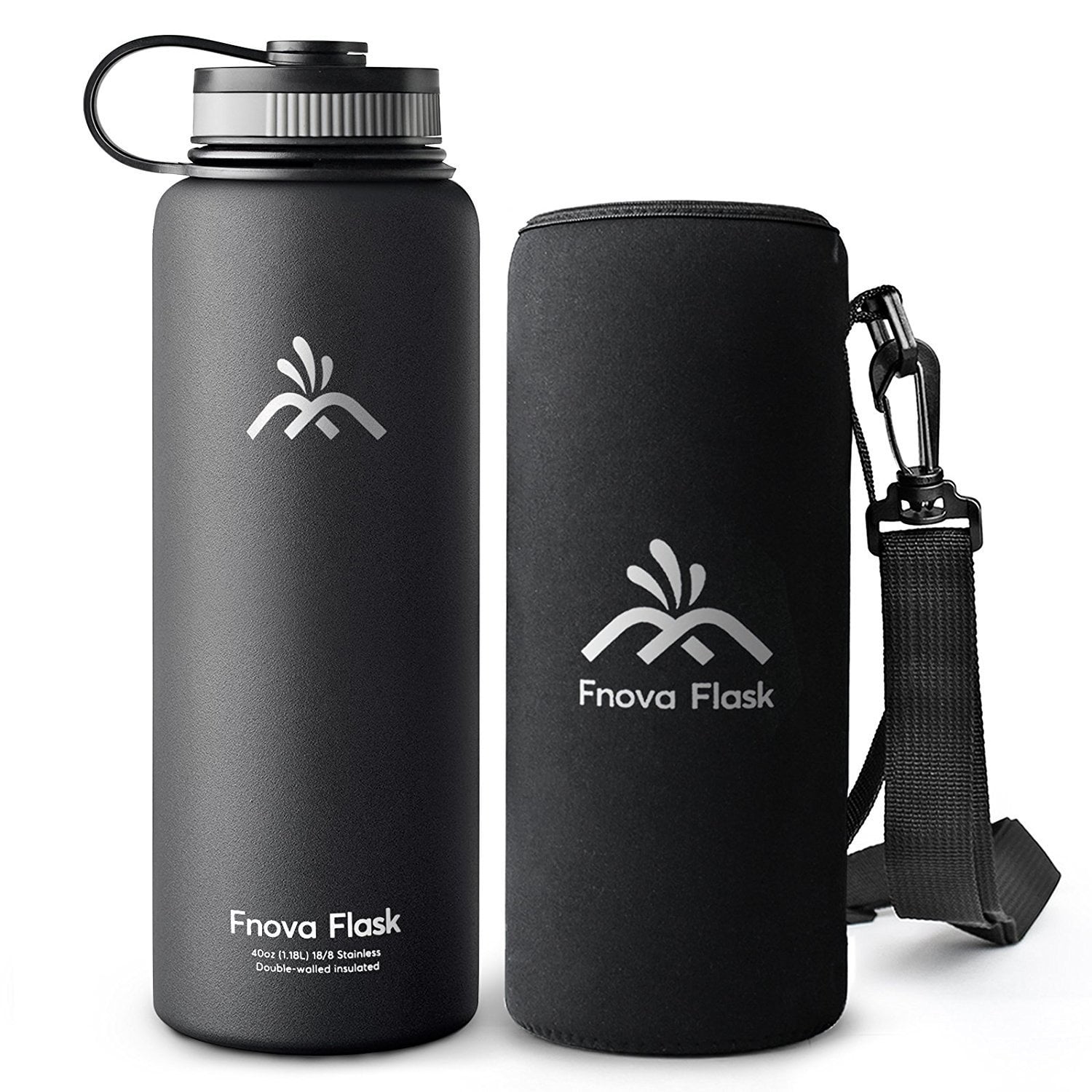 40 oz Stainless Steel Water Bottle, Fnova Flask Insulated Double Walled Vacuum Thermos, Wide Mouth bouns Protective... by Fnova