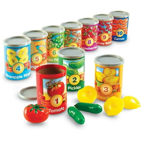 Learning Resources 1 to 10 Counting Cans, With Covers and Play Food, 75 Pieces