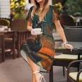 thumbnail image 3 of Disketp Sunset Prairie Meditating Horse para Vestido de Manga Corta para Mujeres, Vestidos de Verano para Mujeres, Casual y Holgado para la Playa, 3 of 6