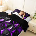 thumbnail image 4 of Manfei 3D Geometric Triangle Twin Comforter Sets, Purple Black Bedding Set, Black Reversible 2-Piece, 1 Comforter and 1 Pillowcase, 4 of 6