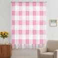 thumbnail image 3 of Pink Checkered Sheer Curtains 63 Inches Long, Pink White Buffalo Plaid Light Filering Curtains, Breathable Simi Curtain Privacy Drapes for Living Room Bedroom Lightweight Window Treatment, 3 of 9