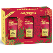 Door County Coffee Holiday Coffee Gift Set, Specialty Grade 1 Arabica, Contains Mistletoe Mocha, Door County Christmas & Jingle Bell Java Flavored Coffee, 8oz Bags, 3pk