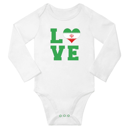 

Love Iran Heart Flag Baby Long Slevve Rompers (White 18-24 Months)