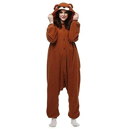 Unisex Adult Onesie Pajamas Christmas Bear Animal Cosplay Sleepsuit Costume