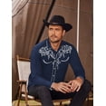 thumbnail image 6 of COOFANDY Men's Cowboy Button Up Western Shirts Cotton Embroidered Long Sleeve Shirt, 6 of 6