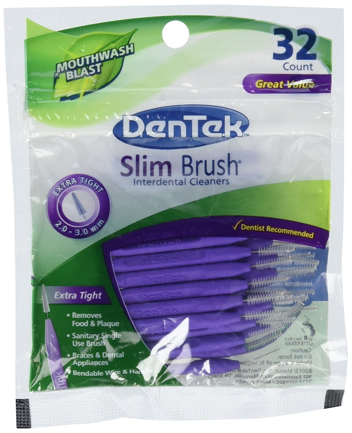 Dentek Dentek Slim Brush Cleaners, 32 each