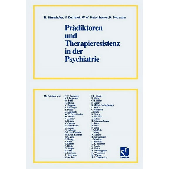 PrÃ¤diktoren Und Therapieresistenz in Der Psychiatrie, (Paperback)