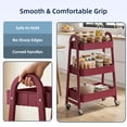 thumbnail image 5 of ZUNMOS 3 Tier Rolling Cart, Metal Utility Storage Cart with Lockable Wheels for Livingroom, Bathroom, Kitchen & Narrow Spaces,Red, 5 of 9