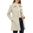 thumbnail image 4 of INSPIRE CHIC Women's Coat Single Breasted Long Sleeve Tunic-length Winter Outwear with Pockets L Beige, 4 of 6