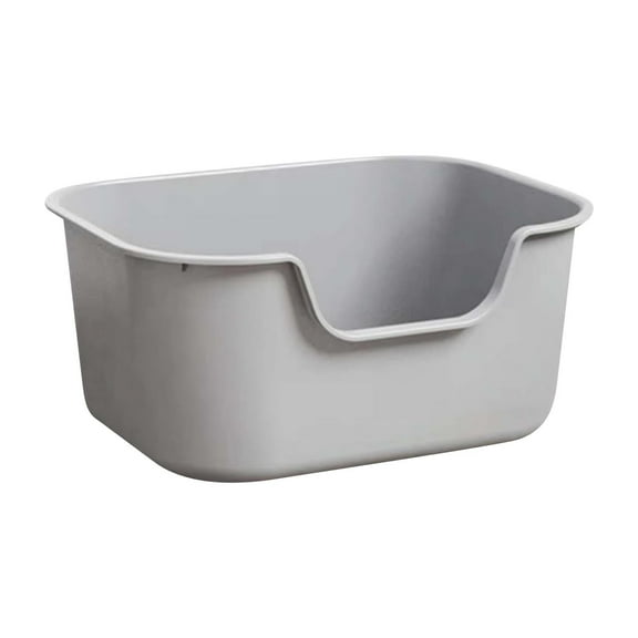 Small Cat Litter Box with High Sides,Cat Boxes for Indoor Cats,Cat Litter Pan for Kitty,Litter Box with Low Entry,Easy to Clean,Anti-Splashing (Grey)
