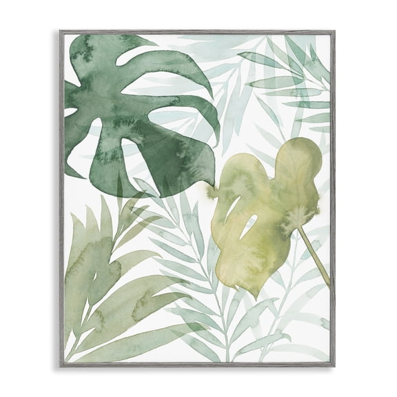 Stupell Industries Bohemian Layered Tropical Botanical Leaves Gray Framed Giclee Art, 24 x 30, by Grace Popp