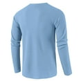 thumbnail image 7 of Kixjoy Mens Waffle Long Sleeve Shirt Oversized Loose Fit Henley Shirts Fashion Warm Button Down Tees Soild Casual Lightweight Mens T-Shirts, Light Blue L, 7 of 7