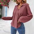 thumbnail image 3 of Womens V Neck Button Up Shirt Loose Long Sleeve Tops Fall Fashion Sweaters Womens Business Casual Tops Shirt Women plus Lace Tunic plus Womens plus Tops And Blouses Dress Shirt for plus Size Women, 3 of 6